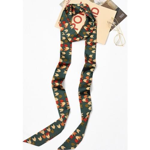 Luxury Print Women Silk Scarf Long Skinny Headband Letter Striped Neck Wraps Bandanas Chokers Foulard Hair Ribbon Bufandas Mujer