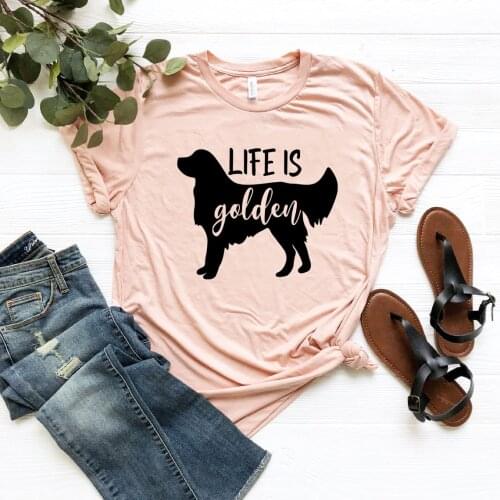 Golden Retriever Shirt Life Is Golden T-Shirt Golden Mom Tee Women Harajuku Graphic Tops Cute Dog Mom Shirts