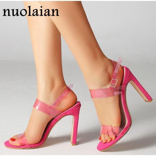 10.5CM High Heels Womens Summer Peep Toe Sandals Ladies PVC Platform Pumps Woman High Heel Shoes Lady Pump Sandal Shoe