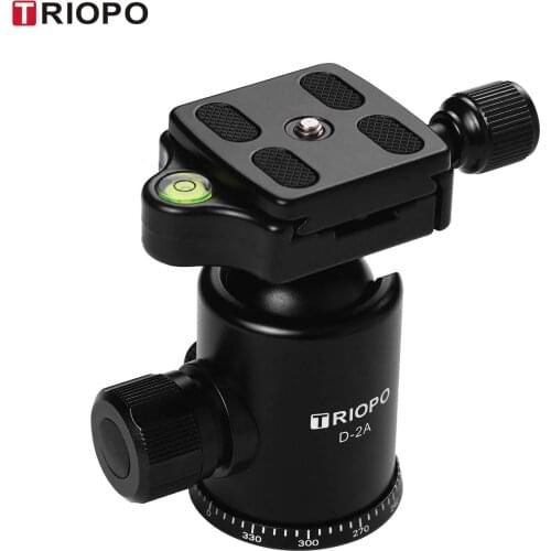 TRIOPO D-2A Ball Head Professional Aluminum Alloy 360° Panoramic Head 1/4 Inch Screw Mount for Most DSLR ILDC Cameras Ball Head