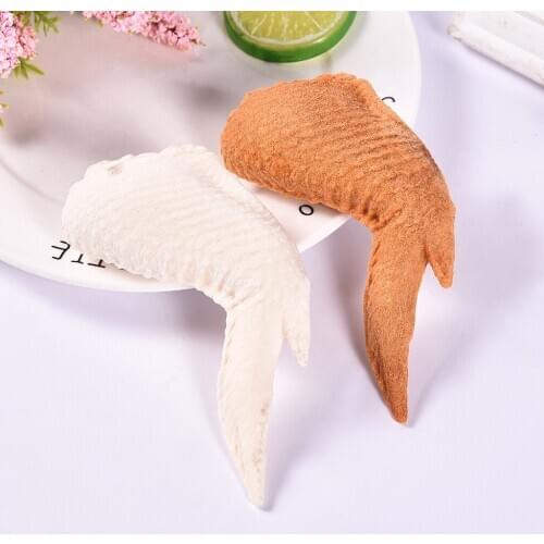 Pet Dog Squeaky Chew Toy Funny Simulation Chicken Wing Shape 13x8x3.5cm