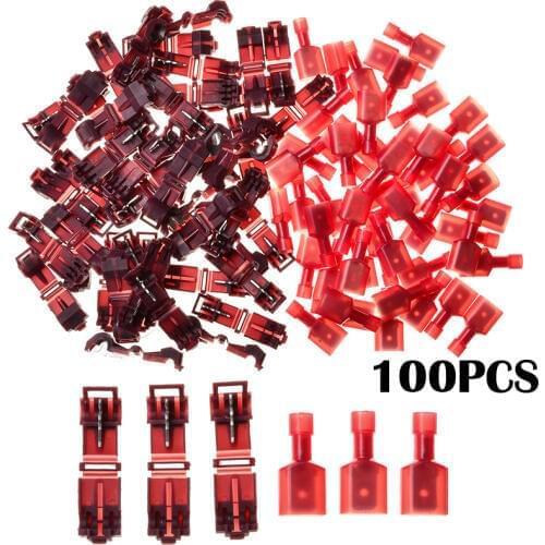 T-Tap/Male 100PCS 22-18 AWG Red Quick Splice Wire Terminals Insulated Electrical Connectors Combo
