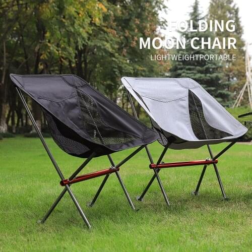 Outdoor Portable Foldable Fishing Chair Camping Chair Backrest Fishing Picnic BBQ Collapsible Stool Outdoor Furniture Moon Chair