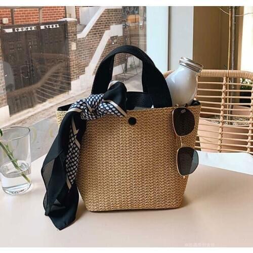 Capacity Straw Bags Women Handmade Woven Basket Bolsa Tote Summer Bohemian Beach Bags Luxury Brand canvas Lady Handbags 2020 New