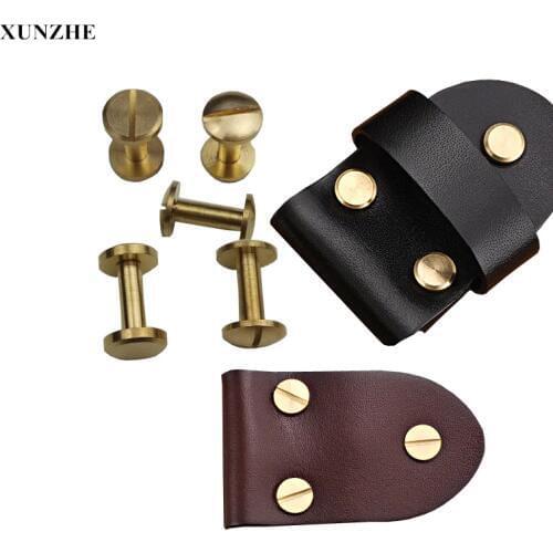 XUNZHE 20pcs 4-15mm Luggage Leather metal Nail great quality Copper Rivet Screw Nail Rivet Double strap Rivets Craft Solid