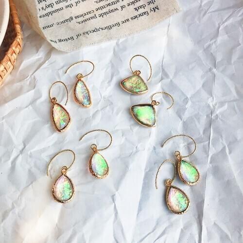 New Design Vintage Style Jewelry Translucent Abalone Pendant Earrings Fan-shaped/Teardrop/Triangle Hook Earrings for Women 2020