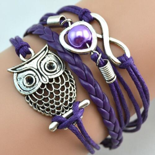 Wholesale Charm bracelet Factory Price for Woman Jewelry Zinc Alloy Owl With Heart Handmade Jewelry