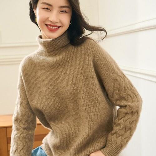 Winter New 100% Cashmere Sweater Women Turtleneck Thicken Warm Jumper Loose Cosy Long Sleeve Female Casual Fashion Pullover