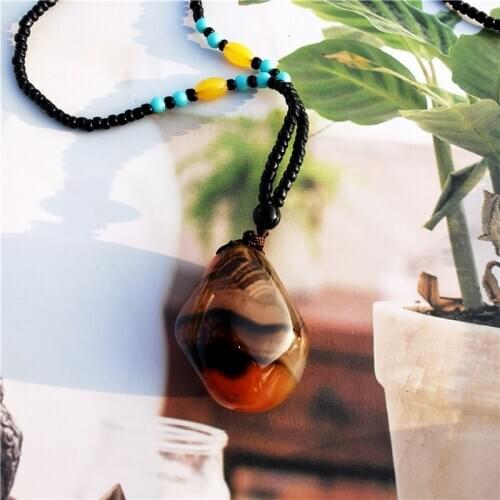 Jadery Natural Agate jade Pendants Necklaces Men Women Ethnic Nepal Long Bohemian Boho Beads Sweater Necklace Jewelry