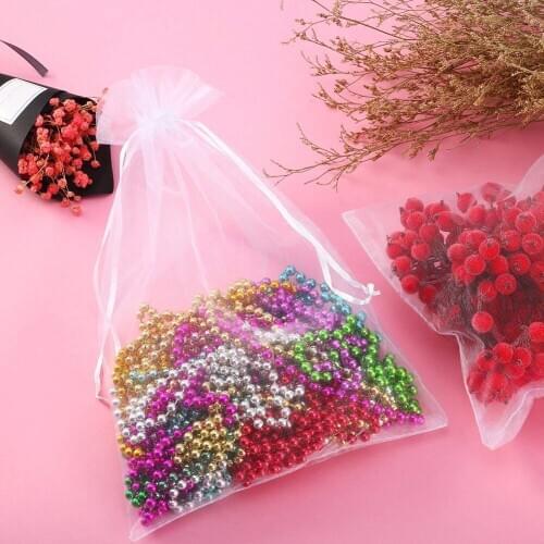 100 pcs/Lot White Organza Jewelry Gift Bags 12x10cm cm Wedding Christmas Package Drawstrings Yarn Pouch Gift Candy Storage Bags