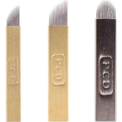 100 PCS PCD 14 Pins Permanent Makeup Eyebrow Tatoo Blade Microblading Needles For 3D Embroidery Manual Tattoo Pen Machine