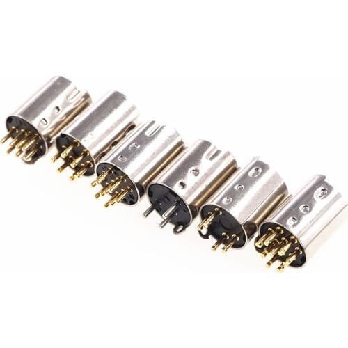 2 pcs MINI DIN 3 4 5 6 7 8 9 10 Position Circular Connector Receptacle Male Pin PCB Solder Through Holes Vertical Machined Pins