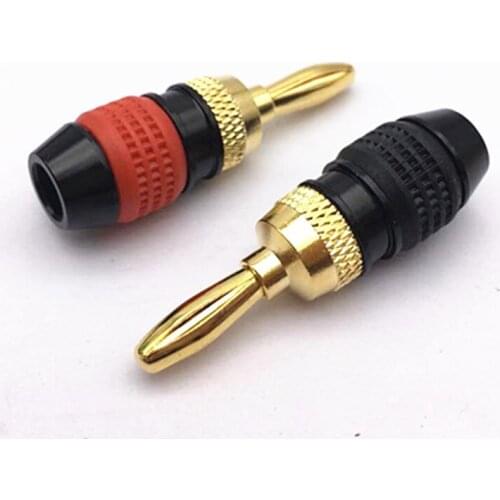 4pcs/lot 6 blade banana head 4mm banana plug speaker wire plug without welding sound box wire banana plug 4mm