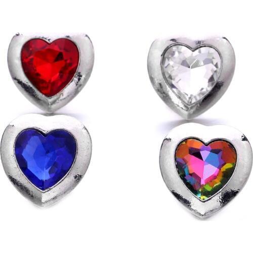 5pcs/lot Newest Snap Jewelry Rhinestone Crystal Love Heart 18mm Snap Buttons for Snap Button Bracelet DIY Love Jewelry