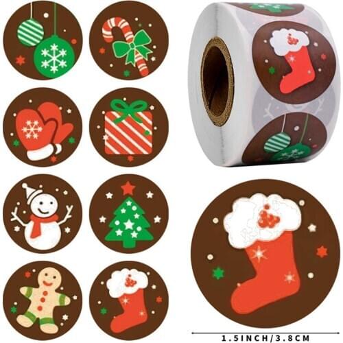 500pcs Kraft stickers Christmas Gift Decoration Sticker for Package Stationery stickers festival happy decorations Seal Labels