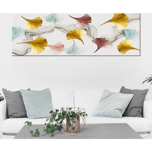Abstract Plant Leaf Wall Art Ginkgo Biloba Canvas Painting Nordic Posters And Prints Wall Pictures For Living Room Home Decor
