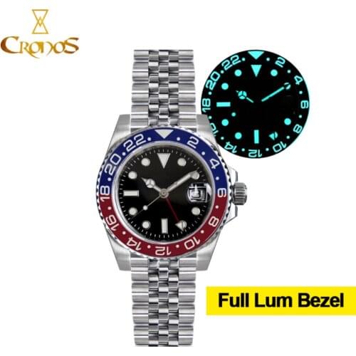 Cronos Two-color Water Ghost Diving Automatic Mechanical Mens Watch Calendar Luminous Sapphire Men Watch Business Reloj Hombre