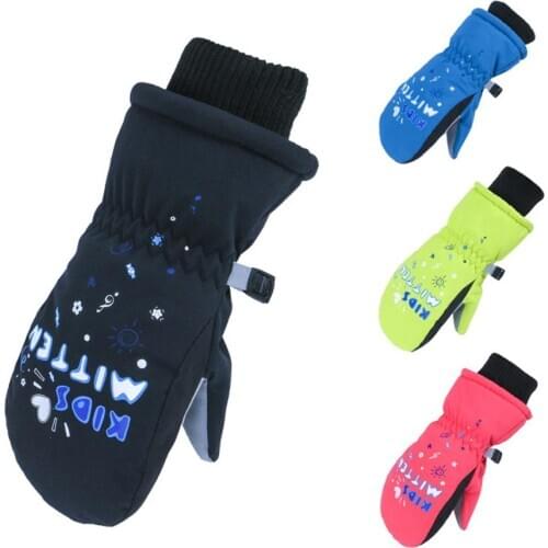 Children Refer To Solid Color Outdoor Riding Ski Gloves Waterproof Windproof Skid Winter Warm Gloves Cloth Material