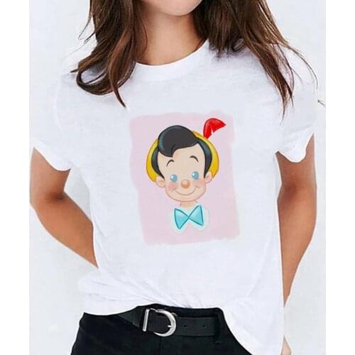 Kawaii Cartoon Pinocchio Short Sleeve Tshirt Women Casual Graphic Tops Unisex Tee Summer Harajuku T-shirts Tops Dropship