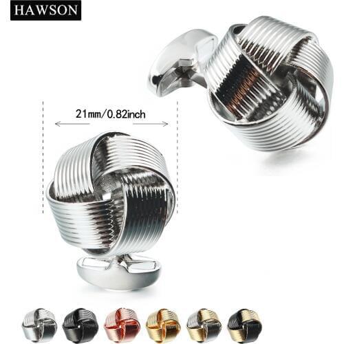 HAWSON High Quality Button Flower Cufflinks for Male Wedding Party Shirt Cuff Links Jewelry with Gift Box