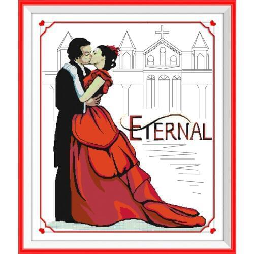 Joy Sunday Kiss Set This Life Chinese Cross Stitch Kits Ecological Cotton Stamped Printed 11CT DIY Wedding Decoration For Home