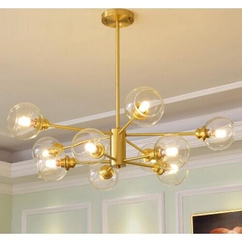 Cluster Chandelier Nordic minimalist golden molecule chandelier creative glass ball chandelier E27 home foyer chandelier