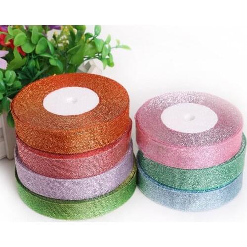 High Quality 25Yards 20MM Width Metallic Glitter Organza Ribbons For DIY Bow Decorative Sewing Accessories Crafts Gift Packing