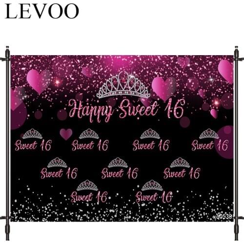 LEVOO Photography Studio Princess Crown Sweet 16 Pink Heart Newborn Photography Backdrop Camera Fotografica