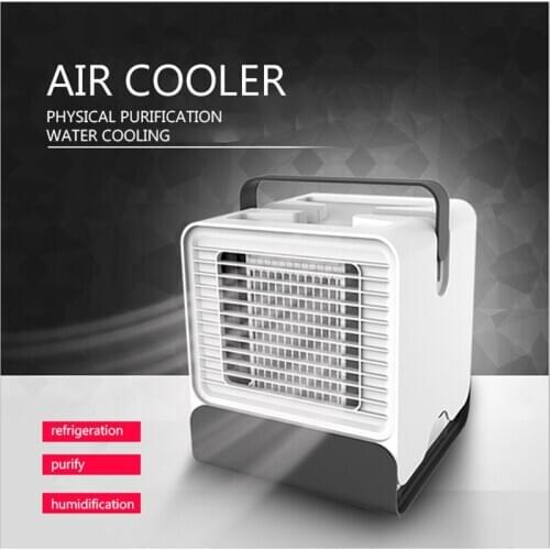 Mini Air Conditioner Portable Air Cooler USB Personal Space Cooler Fan Air Cooling Fan Rechargeable Desktop Fan with Night Light