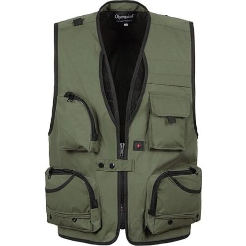 2021 Mens Multi-Pocket Functional Photography Leisure Vest Spring and Summer Mesh Stitching Vest