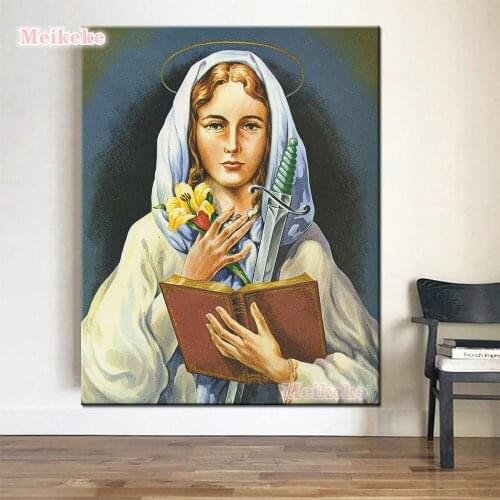 DIY Diamond Painting Religion Icon Full Display Rhinestones Round Virgin Mary Diamond Embroidery Cross Stitch Religion Mosaique
