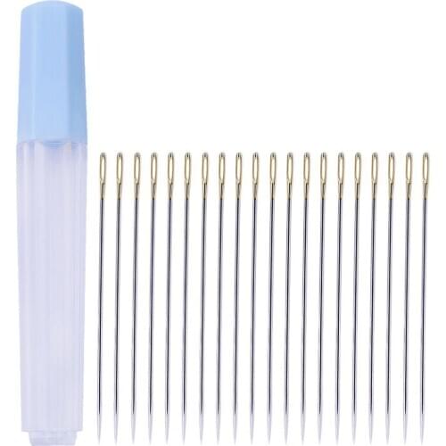 20 Pcs Stainless Steel Golden Silver Tail Embroidery Cross Stitch Needles Kit Tools Sewing Sharpening Handmade Needlework Supply