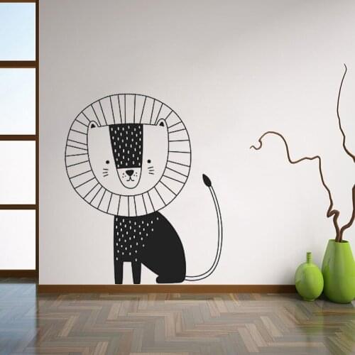 Lion Wall Decal Cute Animals Nursery Wall Stickers Jungle Animal Wall Art Mural Home Decoration Kids Baby Bedroom Wallpaper 3232