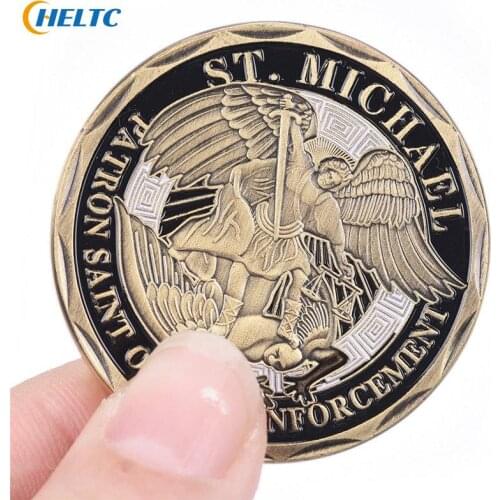 New 1PCS Bronze Police Officer ST Michael Patron Saint of Law Enforcement Challenge Coin United State Coin