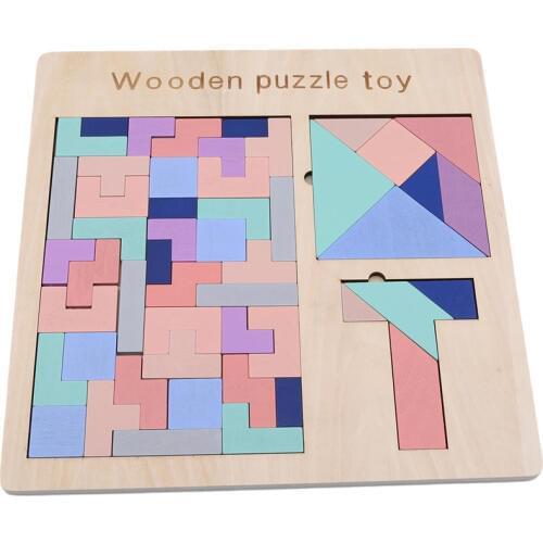 Newest Preschool Wooden Puzzles Educational Toys For Baby Brain Development Tangram Jigsaw Puzzle Game Gift 1 Set