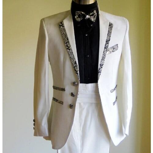 New Designers Slim Fit Men Suit Vogue Ivory Groom Tuxedo Mens Suits for Wedding Prom Party Man Jacket Vest with Pants 3 piece