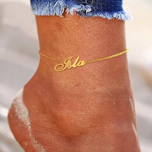 Personalized Custom Name Anklets for Women Gold Silver Color Stainless Steel Foot Chain Female Ankle Bracelet Bohemian Jewelry