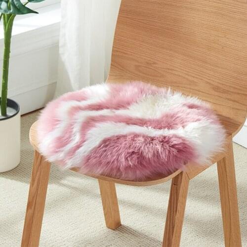 Sheep skin cushion winter warm thickened chair cushion lovely plush chair cushion pink round cushion