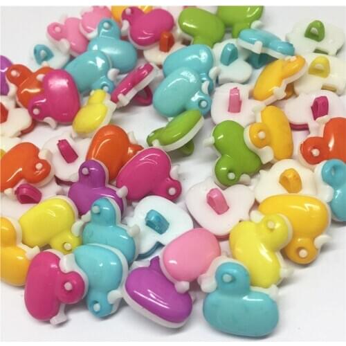 100pcs 15mm Mixed Ducks Novelty Buttons Plastic Shank Dress Sweater Sewing Accessory Baby Fancy