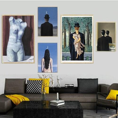Rene Magritte Sexy Nude Woman Canvas RTaintings on The Wall Art Posters and Prints Surrealism Art Pictures for Living Room Decor