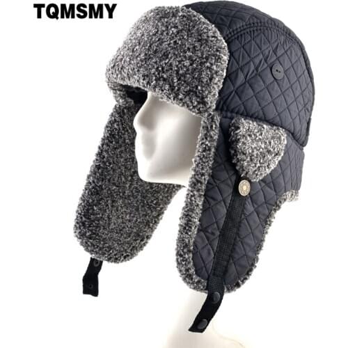 Russia outdoor warm hats for men Winter Bomber Hat With Earmuffs Trapper caps Man Windproof Snow Cap Women flaps Hat