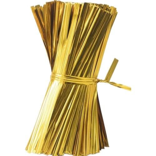 3000pcs30cm Metallic spool twist tie for Bakery and Gift Store Packaging Environmental tie wire gold strapping tape binding line