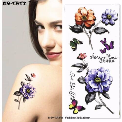 Nu-TATY Blue roses 3d Temporary Tattoo Body Art Flash Tattoo Stickers 19*9cm Waterproof Tatoo Home Decor Wall Sticker