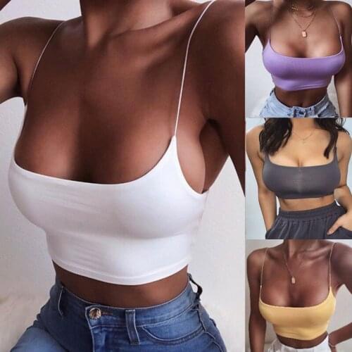 Summer Sexy Low-Cut Camisole Solid Color U-Neck Sleeveless Slim Sexy Spaghetti Strap Base Exposed Navel Sling Tops