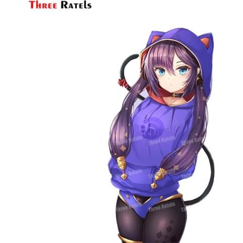 Three Ratels A257 Cute Girl Mona Sticker For Genshin Impact Car Stickers Anime Vinyl Rear Windshield Trunk Decal Decoration