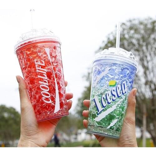 Creative Cool Water Bottle with Straw Cute Kawaii Ice Cup for Kids Girls Double Wall Drinking Cups for Gifts Free Shipping Items