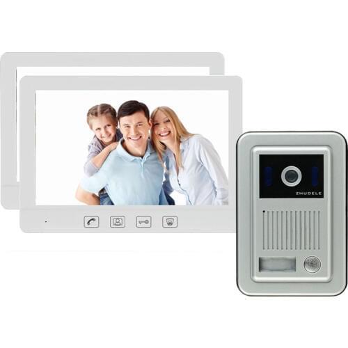 ZHUDELE 10.1" TFT 2 Monitors Video Door Phone Doorbell Intercom Kit 1-camera 2-monitor Night Vision with IR-CUT HD 700TVL Camera
