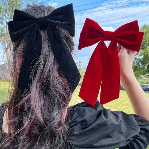 Bow Hair Clip Solid Color Velvet Bows Hairpins Women Elegant Barrette Ribbon Girls Hair Accessories Hairgrip Headbands