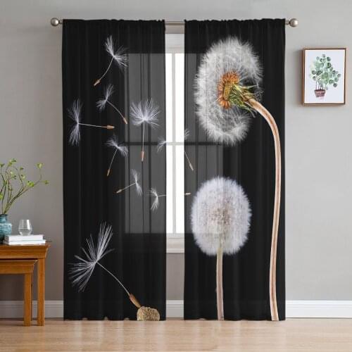 Dandelion Flowers Voile Curtains for Living Room Window Treatment Sheer Curtains for Bedroom Kitchen Drapes