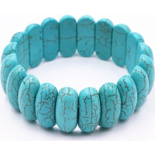 New Charms Bracelet Blue Turkey Turquoises Calaite Stone Fashion Statement Women Bracelets Strand Bangle Gifts Jewelry 6cm A546